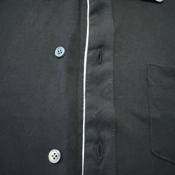 Todd Snyder Men's Medium Made in L.A. Montauk Tipped Full Placket Polo in Black - Picture 3 of 6